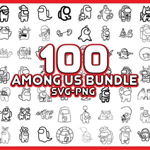 100 Among Us Bundle SVG, png, Among Us Character SVG, Among Us Shirt SVG, svg bestanden voor Cricut en Silhouette, bedrieger onder ons