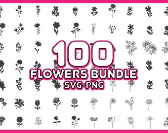 100 Flower SVG / PNG Bundle - Instant Download - Designs, Images, Vectors, Clipart Files For Cricut & Silhouette