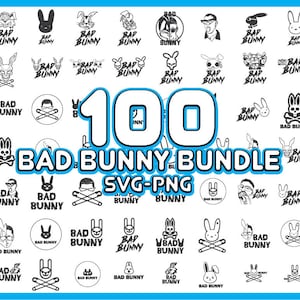 100 Bad Bunny SVG PNG Bundle - Descarga instantánea