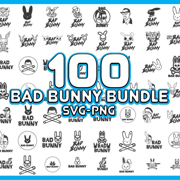 100 Bad Bunny SVG PNG Bundle - Instant Download