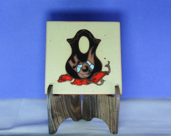 Vintage Art Tile Cleo Teissedre Trivet Coaster depicting a Wedding Vase