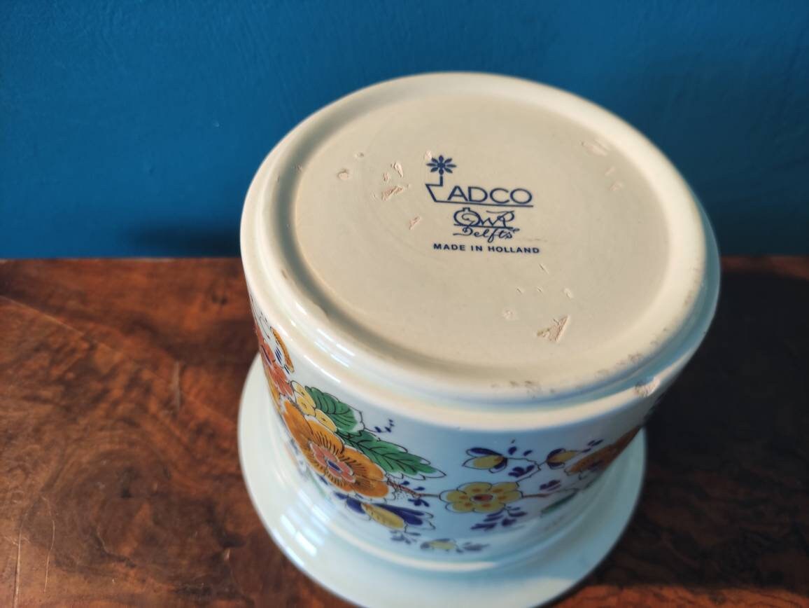 Delft polychrome ポット Polychrome Delft Vintage Plant Pot - Etsy Canada