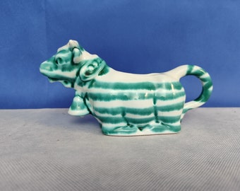 Gmundner ceramic green flamed milk jug cow 0.16l