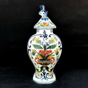 Large Vintage Polychrome Royal Delft Jar with Lid by De Porceleyne Fles