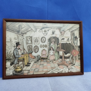 Framed Print of Vintage Anton Pieck 1970s Photographers workshop scene