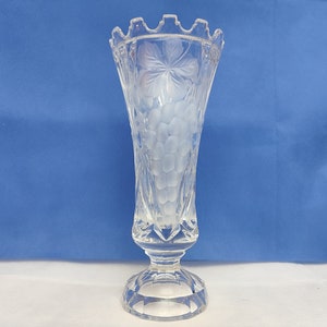 Large Bohemian Lead Crystal Glass Vase