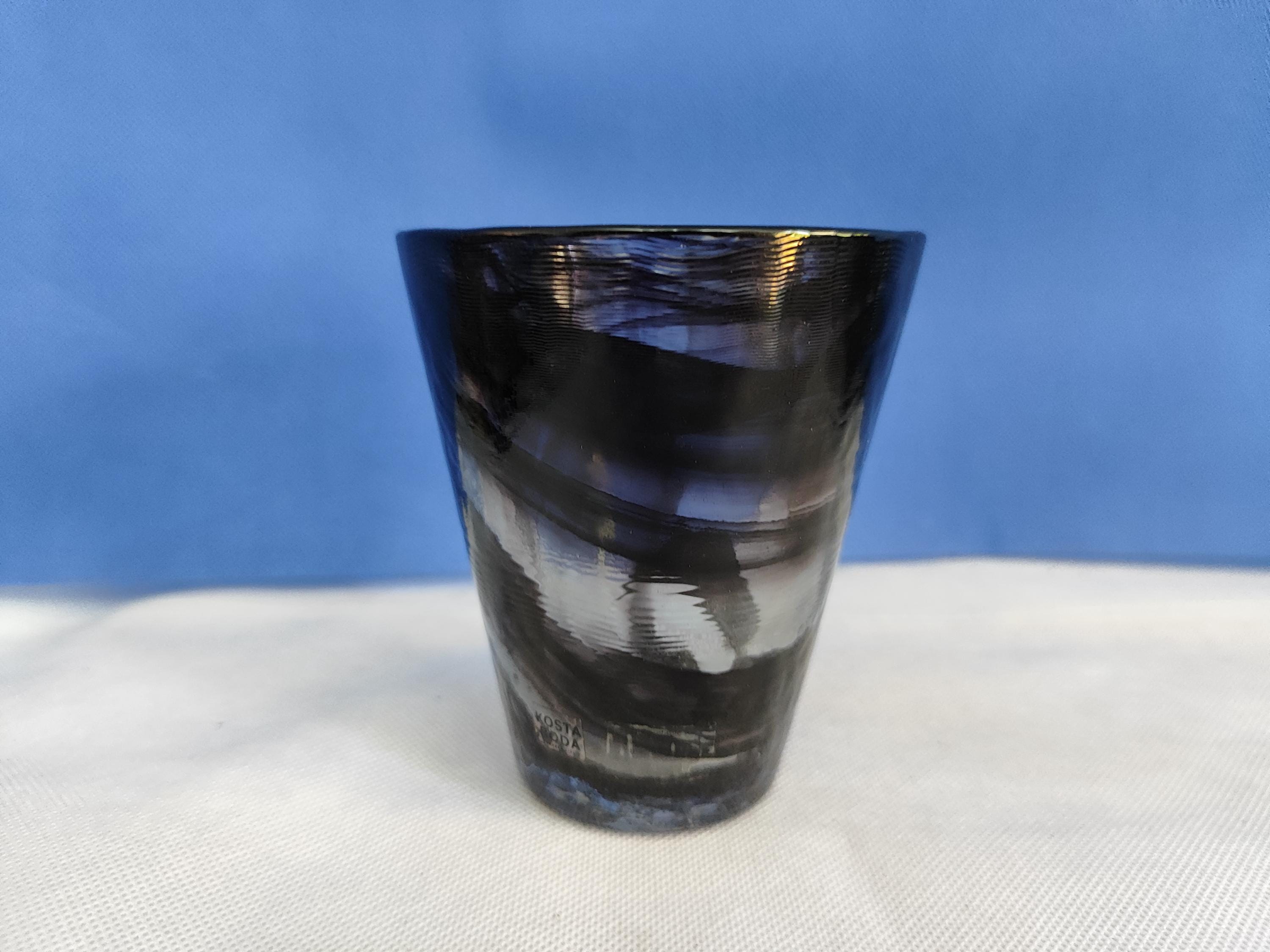 Kosta Boda Crystal Vase, Black Swirl Design, Ulrica Hydman Vallien