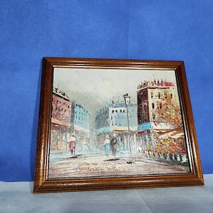 Lebendiges Vintages Pariser Straßenszene Ölgemälde