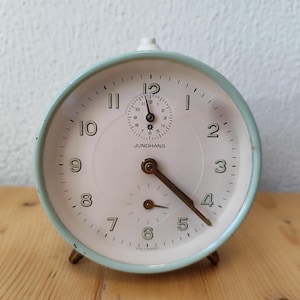 Vintage Pale Green Junghans Mechanical Alarm Clock Made in Germany