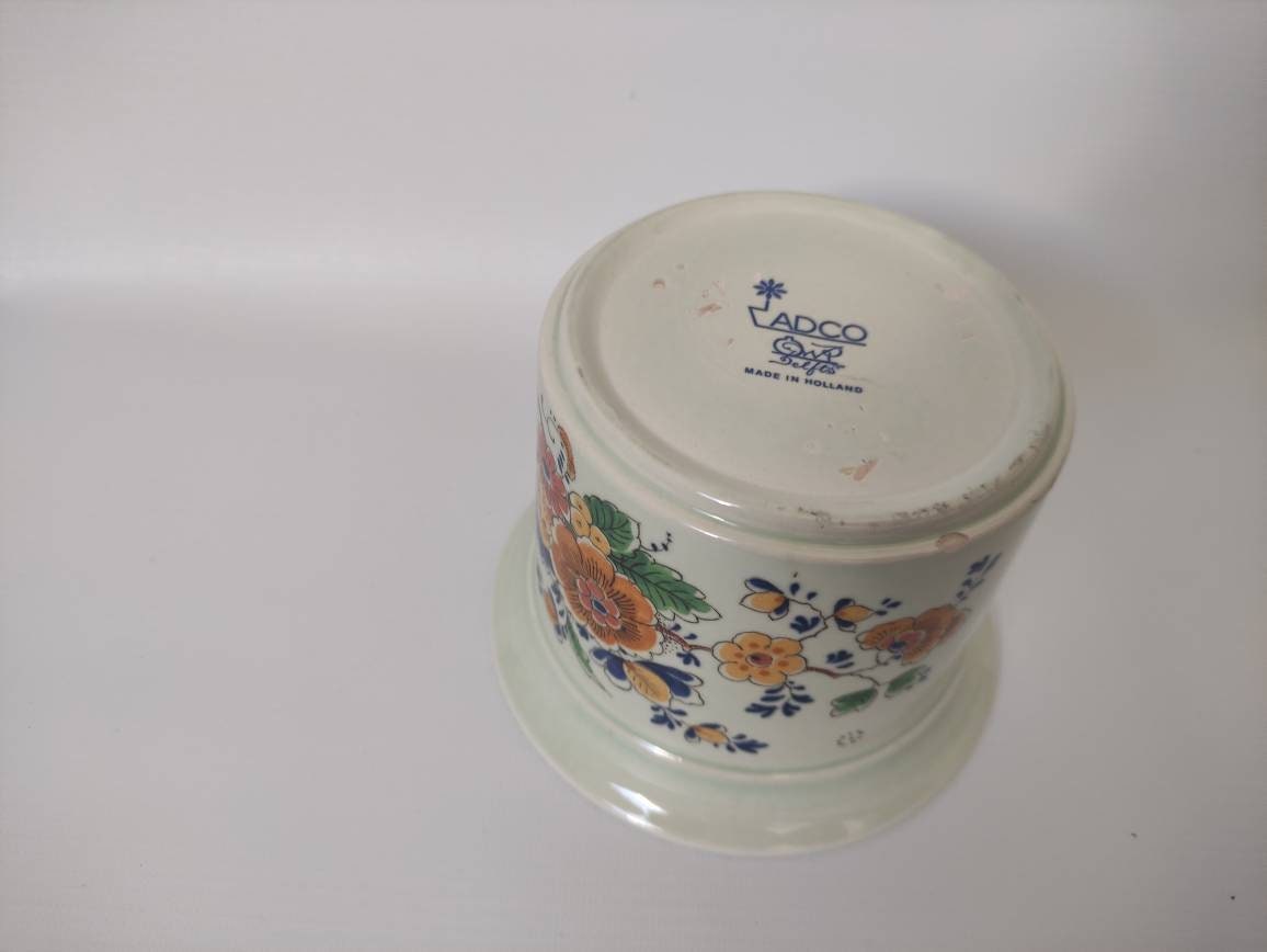 Delft polychrome ポット Polychrome Delft Vintage Plant Pot - Etsy Canada