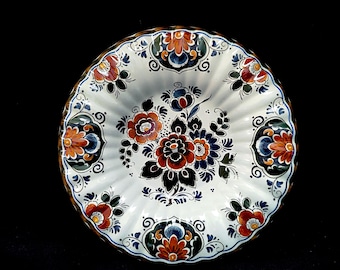 Großer Vintage Polychrome Delft Dekorativer Teller
