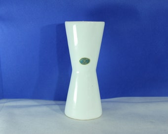 Elegant Minimalist Delft White Hourglass shaped Flower Vase