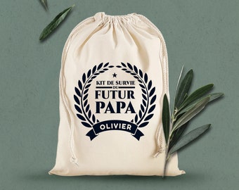 Kit de survie maternité du futur papa - Cadeau super papa - cadeau de naissance - Pochon personnalisé pour futur papa