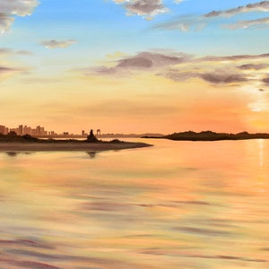 Boston Skyline Sunset Painting, Photo/Canvas Print