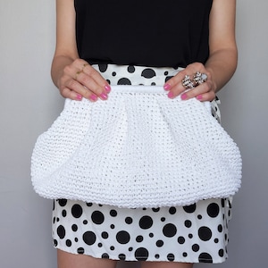 White Raffia Bag, White Straw Summer Pouch Bag, White Wicker Handmade Clutch Bag For Women