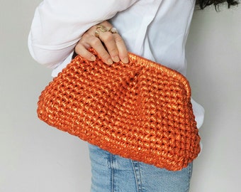 Orange Umhängetasche, Orange Clutch-Geldbörse, Orange Clutch-Tasche, Hochzeitstasche für Gäste, Abendtaschen-Clutch