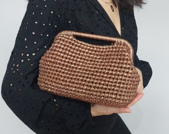 Bolso de boda bronce para mujer, bolso de noche bronce, bolso de invitada de boda bronce, bolso clutch bronce