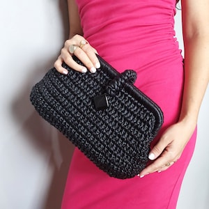 Black Evening Bag, Black Leather Like Wedding Bag, Black Clutch for Nightouts, Wedding bag for guests, Evening bag clutch