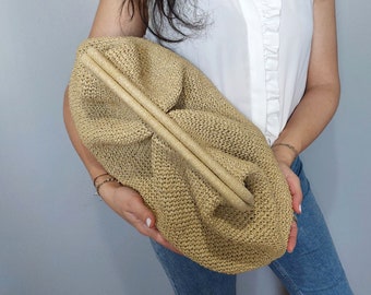 Straw Summer Bag, Straw Beach Bag, Beach Wedding Bag, Straw Raffia Bag, Straw Pouch Bag, Summer Evening Bag