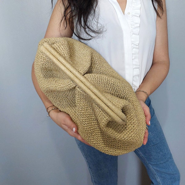 Straw Summer Bag, Straw Beach Bag, Beach Wedding Bag, Straw Raffia Bag, Straw Pouch Bag, Summer Evening Bag