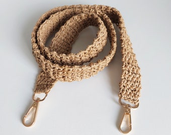 Crochet Straw Bag Strap, Straw Shoulder Strap, Straw Crossbody Strap