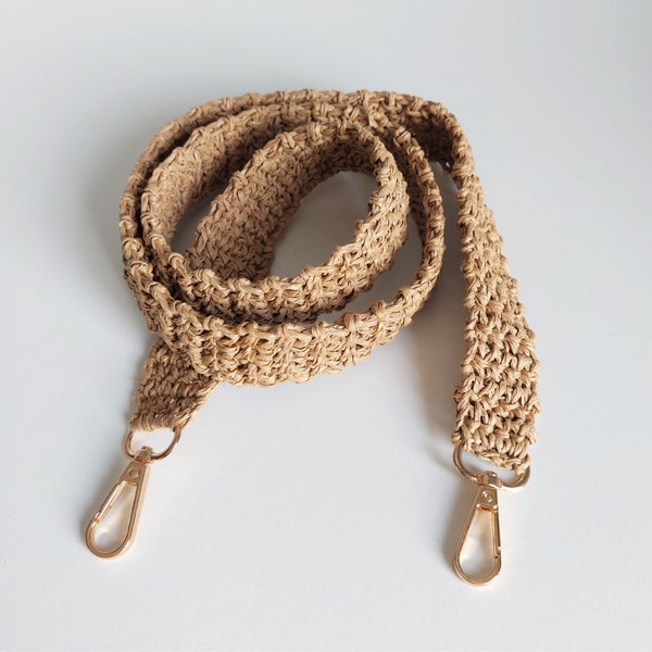 Crochet Straw Bag Strap, Straw Shoulder Strap, Straw Crossbody Strap