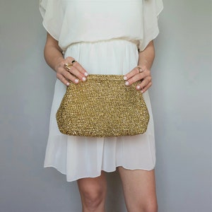 Gold Wedding Bag, Gold Clutch Evening Bag, Gold Bachelorette Party Bag, Wedding bag for guests, Evening bag clutch image 10