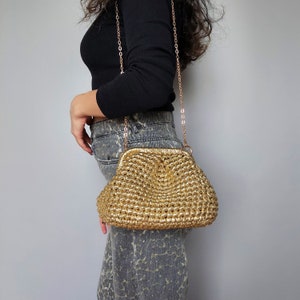 MINI GOLD Wedding Bag, Gouden Avondtasje, Bruiloftstas voor gasten, Avondtasje clutch, Goud Geweven Tas afbeelding 7