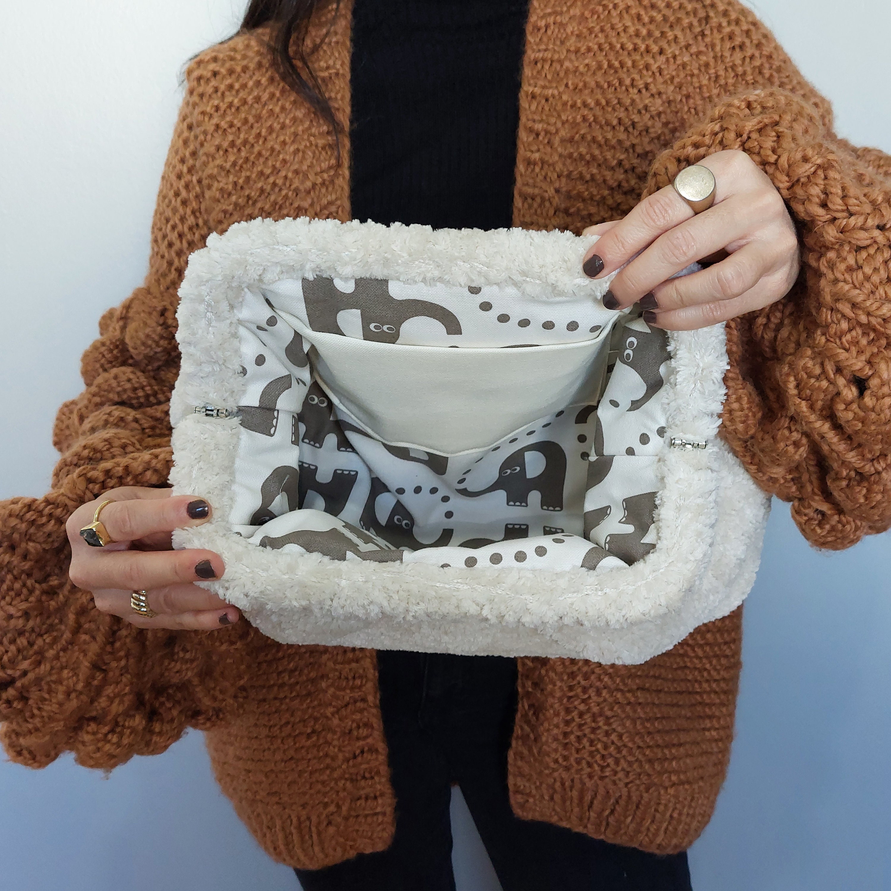 Borsa invernale in pelliccia sintetica for donna a tracolla a
