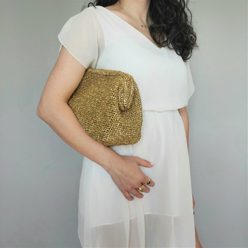Gold Wedding Bag, Gold Clutch Evening Bag, Gold Bachelorette Party Bag, Wedding bag for guests, Evening bag clutch image 5