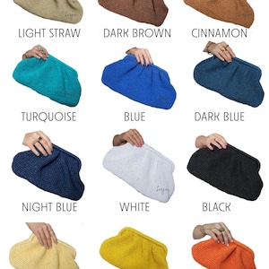 Raffia häkeln Clutch Bag, Stroh Handtasche für Frauen, handgefertigte Abendtasche Bild 9