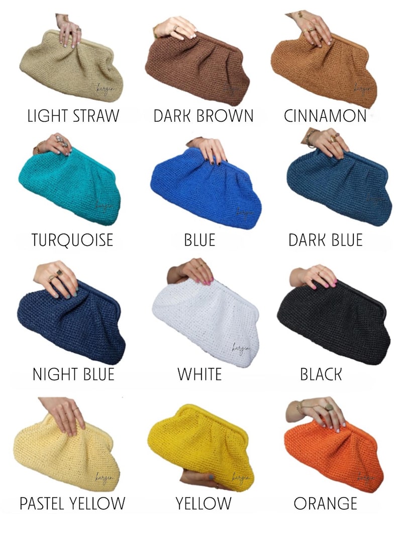 Raffia häkeln Clutch Bag, Stroh Handtasche für Frauen, handgefertigte Abendtasche Bild 9