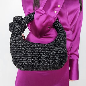 Black Evening Bag, Black Top Handle Wedding Guest Bag, Black Designer Clutch Bag, Black Shoulder Bag