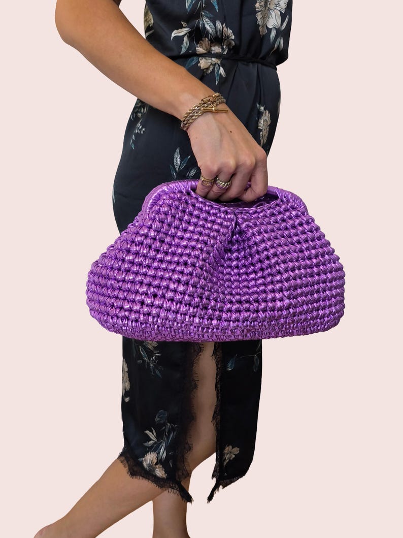 Purple fashion accessories - Lilac metallic evening clutch
