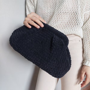 Black Velvet Clutch Bag, Black Winter Bag, Black Casual Clutch Purse