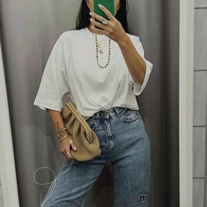 Raffia häkeln Clutch Bag, Stroh Handtasche für Frauen, handgefertigte Abendtasche Bild 5