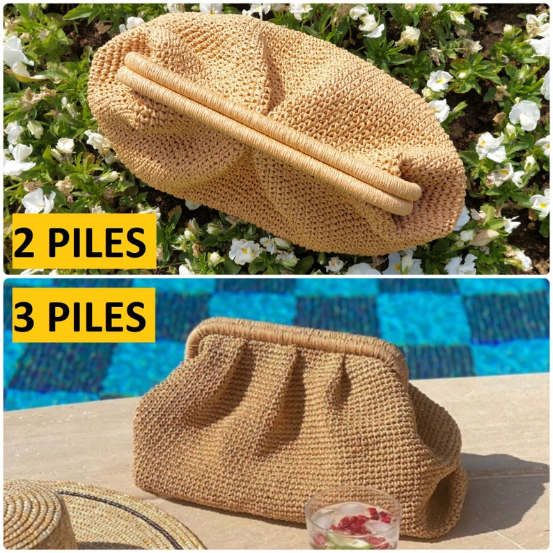 Straw Summer Pouch Bag, Modern Natural Wicker Handmade Clutch Bag For Women, Straw Raffia Bag, Raffia Crochet Woven Bag image 2