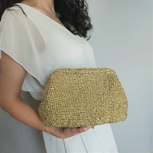 Gold Wedding Bag, Gold Clutch Evening Bag, Gold Bachelorette Party Bag, Wedding bag for guests, Evening bag clutch image 2