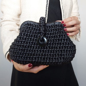 Black Clutch Bag, Black Leather Like Evening Bag, Black Wedding Bag, Wedding bag for guests, Evening bag clutch