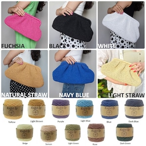 Straw Summer Pouch Bag, Modern Natural Wicker Handmade Clutch Bag For Women, Straw Raffia Bag, Raffia Crochet Woven Bag image 6