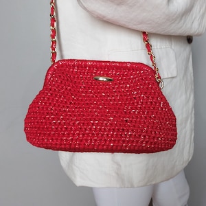 Red Christmas Wedding Shoulder Bag, Red Winter Evening Shoulder Bag, Evening Clutch Purse