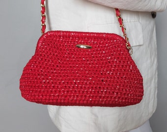 Red Christmas Wedding Shoulder Bag, Red Winter Evening Shoulder Bag, Evening Clutch Purse