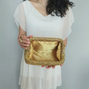 Gold Wedding Bag, Gold Clutch Evening Bag, Gold Bachelorette Party Bag, Wedding bag for guests, Evening bag clutch image 8