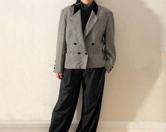 Vintage Dogtooth Double Breasted Blazer - size EU44