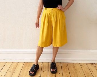 Vintage Yellow Silk Bermuda Shorts