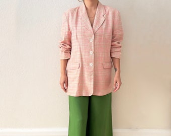 Vintage Glen Plaid Linen Blazer