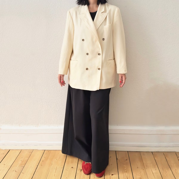 Blazer vintage en laine blanc cassé - taille EU42