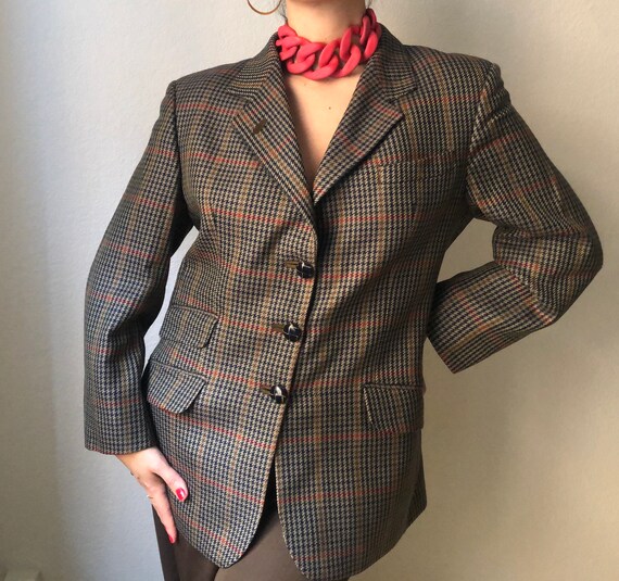Vintage Dogtooth Wool Blazer DAKS