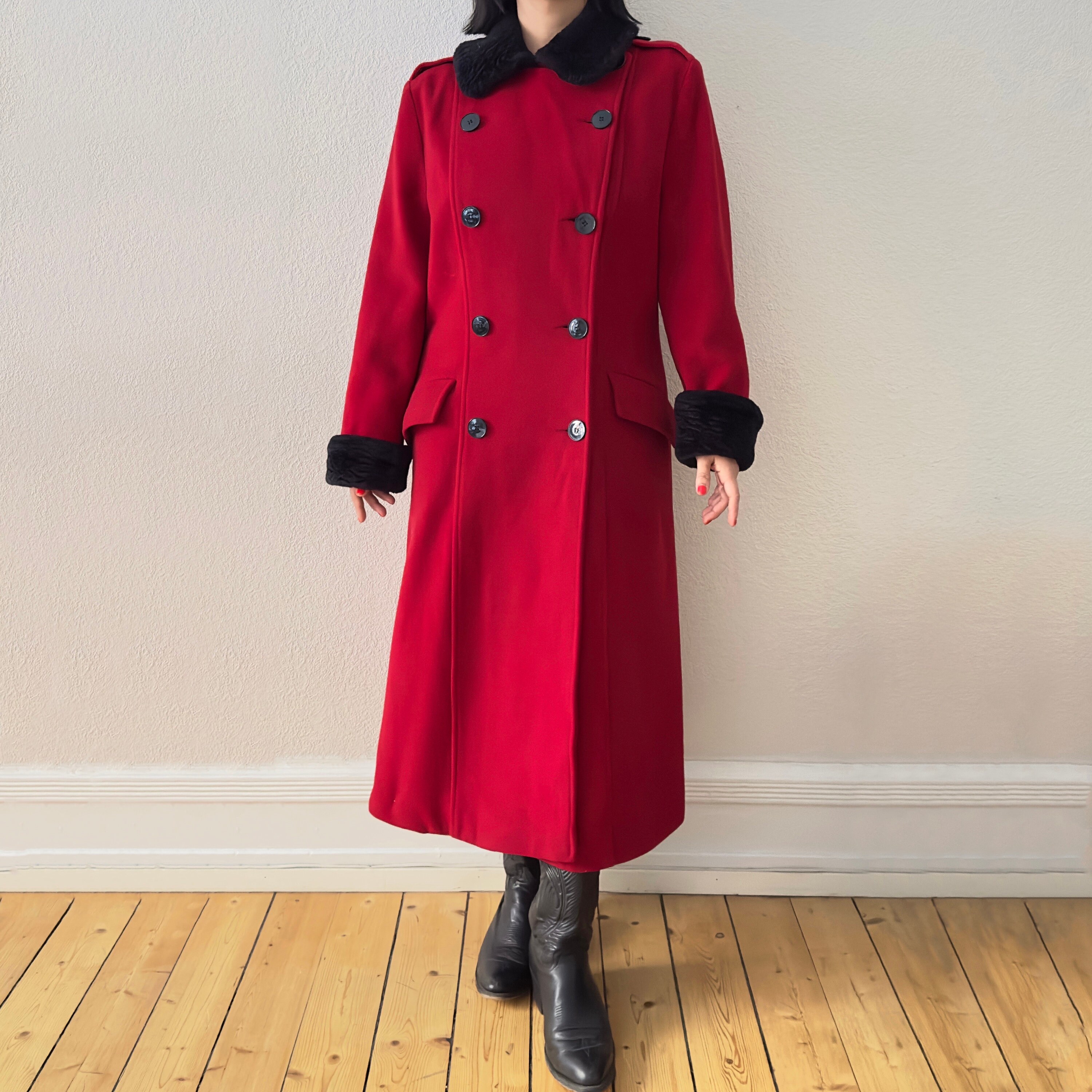 Red retro shop coat