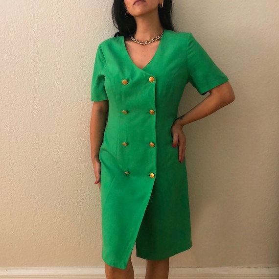 Vintage Betty Barclay Green Silk Dress
